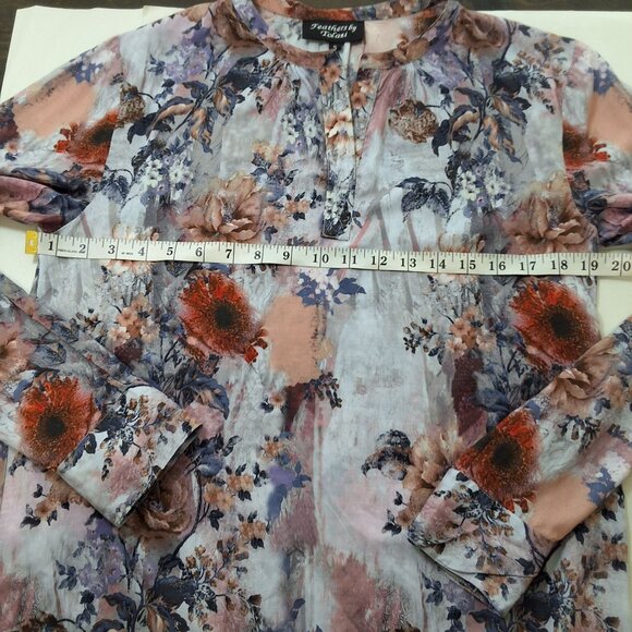 Feathers By‎ Tolani Watercolor Floral Blouse Blue Multi Women's S Artsy Cottage - Picture 10 of 10
